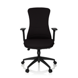 Svart Professionell kontorsstol OFFICE XT PRO med armstöd och femhjulig fotkorsbas från hjh OFFICE – 360-gradersvy (framifrån 0°)