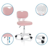 Rosa snurrstol för barn KIDDY TOP W med vit ram, hjul och höjdjusterbar sits från hjh OFFICE