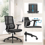 Justerbara funktioner för Professionell kontorsstol SPINIO med armstöd och gasfjäder från hjh OFFICE