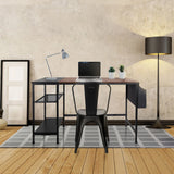 Skrivbord WORKSPACE H I i svart och brunt med integrerad hylla och förvaring från hjh OFFICE