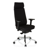 Svart Professionell kontorsstol MOVE-TEC PRO 3D med nackstöd och femhjulig fotkorsbas från hjh OFFICE – 360-gradersvy (snett framifrån 40°)
