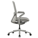 Grå Hög kontorsstol VERVIO i sidvy med stjärnfot med hjul och armstöd från hjh OFFICE