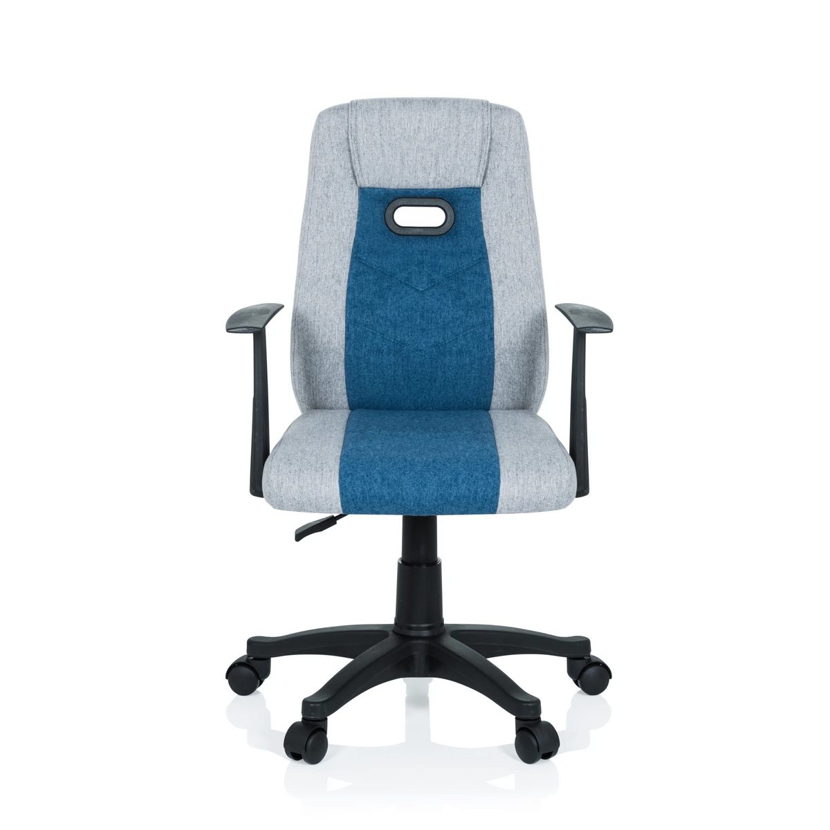 Gråblå Snurrstol för barn KIDDY EXTRA med armstöd och femhjulig stjärnfot från hjh OFFICE – 360-gradersvy (framifrån 0°)