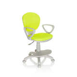 Grön Snurrstol för barn KID COLOUR G1 med grå armstöd och femhjulig fotkorsbas från hjh OFFICE – 360-gradersvy (snett framifrån 40°)