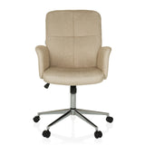 Beige Home Office kontorsstol SOLAO 400 med vadderade armstöd och femhjulig stjärnfot från hjh OFFICE – 360-gradersvy (framifrån 0°)