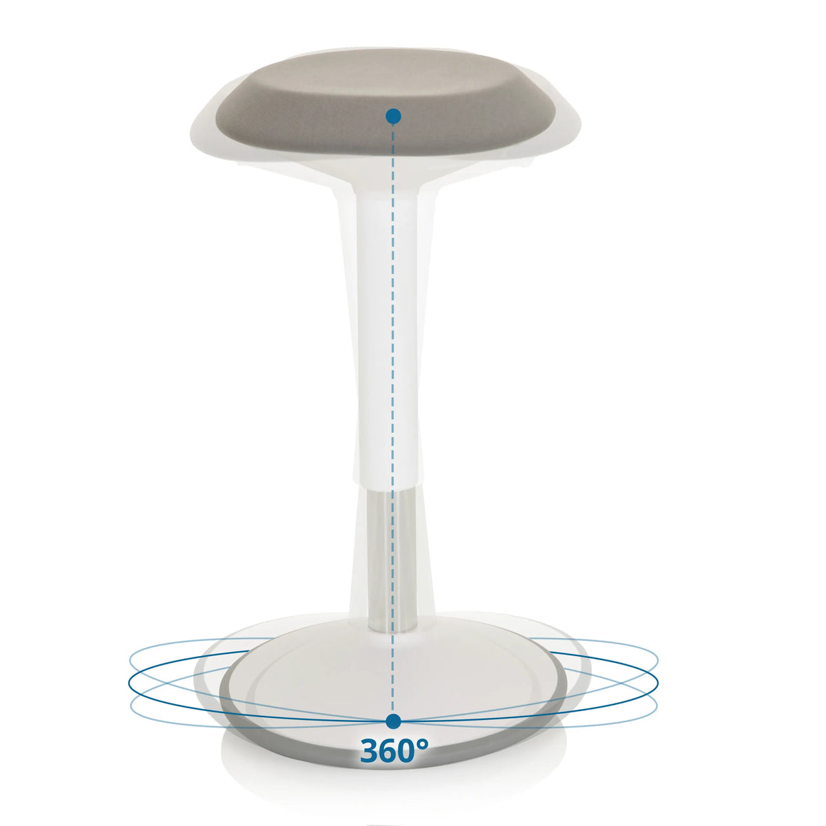 360-graders svängfunktion för ståstolen BALANCE SIT III W i vitt och grått från hjh OFFICE