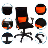 Snurrstol för barn KIDDY PRO AL i svart-orange med detaljvyer av armstöd och stjärnfot från hjh OFFICE