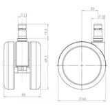 Teknisk ritning av 5x ROLO LUX 11mm/65mm stol på hjul med en diameter på 65 mm från hjh OFFICE