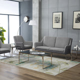 Ljusgrå Loungesoffa LAGUN som en tresitssoffa med smala metallben från hjh OFFICE