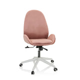 Rosa Home Office kontorsstol AVEA med armstöd och vitt femstjärnigt underrede med hjul från hjh OFFICE – 360-gradersvy (framifrån 20°)