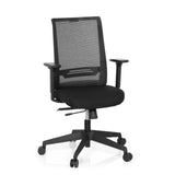 Schwarzer Profi-Bürostuhl CONISTON mit Netzrücken und Fußkreuz mit fünf Rollen von hjh OFFICE – 360-Grad-Ansicht (Frontansicht 20°)