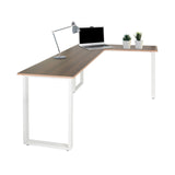 Hörnskrivbord WORKSPACE BASIC I i valnötslook med vitt underrede från hjh OFFICE