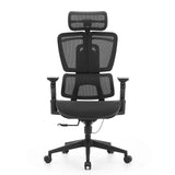 Svart professionell kontorsstol Ergo U2 Pro3 med nätrygg, armstöd och femhjulig fotkorsbas från hjh OFFICE – 360-gradersvy (framifrån 0°)