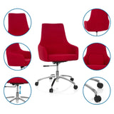 Röd Home Office kontorsstol SHAKE 100 med detaljvyer av stoppning, gasfjäder och dubbelhjul från hjh OFFICE