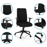 Svart Home Office kontorsstol COSIO I med armstöd, hjul och gaslift från hjh OFFICE