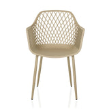 Beige utomhusstol BEGIO L med nätrygg och fyra ben från hjh LIVING – 360-gradersvy (framifrån 0°)