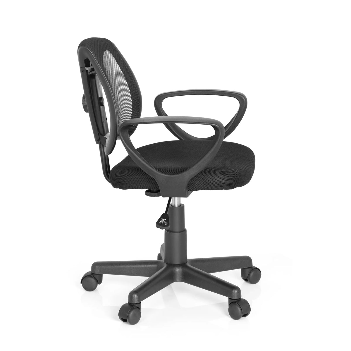 Svart Snurrstol för barn KIDDY CD med nätrygg och femhjulig stjärnfot från hjh OFFICE – 360-gradersvy (sidoprofil 80°)
