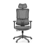 Grå Home Office kontorsstol Ergomy Colore med nätrygg och femhjulig fotkorsbas från MyBuero – 360-gradersvy (framifrån 0°)