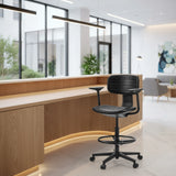 Svart Bardiskstol TOP WORK B1 med fotring och hjul från hjh OFFICE
