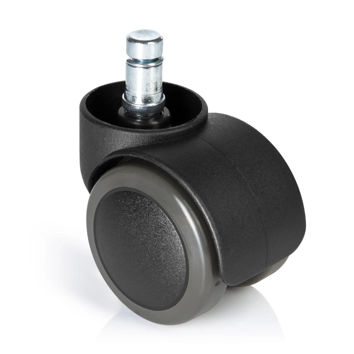 Svarta hjul till stol 5x ROLO FREE 11mm/50mm för hårda golv med metallstift från hjh OFFICE – 360-gradersvy (framifrån 0°)