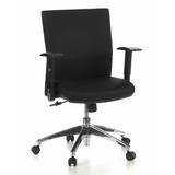 Svart Professionell kontorsstol LAGUNA PRO med armstöd och femhjulig fotkorsbas från hjh OFFICE – 360-gradersvy (framifrån 20°)