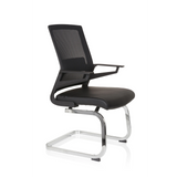 Svart Fjädrande stol INVENTOR V PRO med nätrygg, armstöd och medestativ från hjh OFFICE – 360-gradersvy (snett framifrån 60°)
