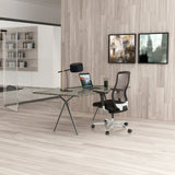 Hög kontorsstol FOUNTAINE i svart med nätryggstöd och hjul från hjh OFFICE