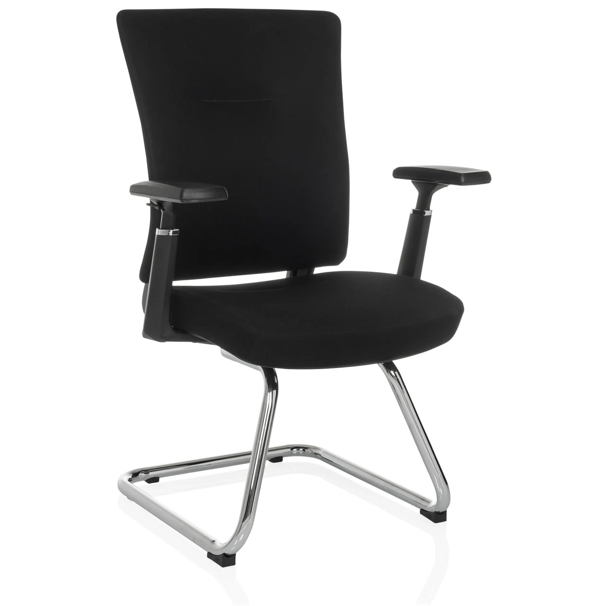 Svart fjädrande stol CAPTIVO PRO V med armstöd och tygbeklädnad från hjh OFFICE – 360-gradersvy (snett framifrån 30°)