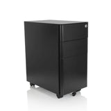 Svart rullcontainer COLOR I i metall med tre lådor och fyra hjul från hjh OFFICE – 360-gradersvy (snett framifrån 40°)