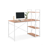 Skrivbord Easy Up3 i vitt och ek med integrerad hylla och tre avlastningsytor från hjh LIVING