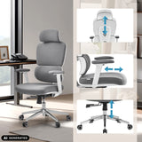 Höjdjusterbart nackstöd, armstöd och gasfjäder på den professionella kontorsstolen Ergomy WF 2 från hjh OFFICE (AI-genererad bild)