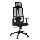 Svart Professionell kontorsstol TRAMORE med nätrygg och femstjärnig fotkorsbas med hjul från hjh OFFICE – 360-gradersvy (framifrån 15°)