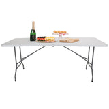 Vitt hopfällbart bord EASY UP MULTI II i storleken 152 x 70 cm med grå ben från hjh OFFICE