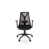 Svart Home Office kontorsstol FALUN BASIC med nätrygg och femhjulig fotkorsbas från hjh OFFICE – 360-gradersvy (framifrån 0°)