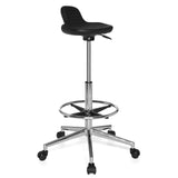 Svart Svängbar stol TOP WORK 03 med fotring och femhjulig stjärnfot från hjh OFFICE – 360-gradersvy (snett framifrån 40°)