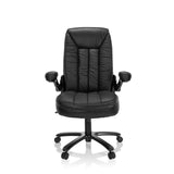 Svart XXL snurrstol INSTRUCTOR III i läder med stjärnfot och fem hjul från hjh OFFICE – 360-gradersvy (framifrån 0°)
