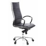 Svart Professionell chefsfåtölj PARMA 20 med quiltat läderöverdrag och femhjulig stjärnfot från hjh OFFICE – 360-gradersvy (snett framifrån 60°)
