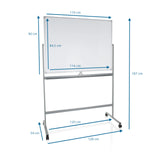 Teknisk ritning av Whiteboard MULTIBOARD I med en total höjd på 187 cm från hjh OFFICE