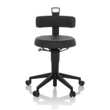 Svart Svängbar stol TOP WORK FLEX PU i konstläder med ryggstöd och femhjulig fotkorsbas från hjh OFFICE – 360-gradersvy (framifrån 0°)