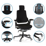 Svart Professionell kontorsstol SPEKTRE BLACK med olika inställningsmöjligheter från hjh OFFICE
