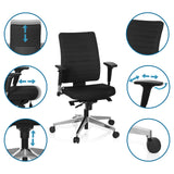 Justerbara funktioner för Professionell kontorsstol PRO-TEC 350 i svart från hjh OFFICE