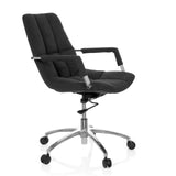Svart Home Office kontorsstol SARANTO med tygbeklädnad och femhjulig fotkorsbas från hjh OFFICE – 360-gradersvy (snett framifrån 60°)