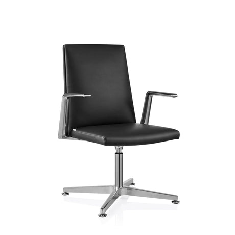 Svart besökarstol AMBASSADO V med blank metallram och armstöd från hjh OFFICE