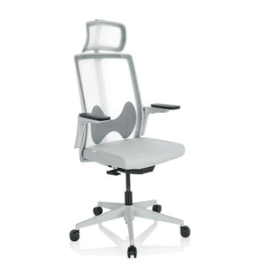 Grå Professionell kontorsstol ARCEO W med nätryggstöd, nackstöd och armstöd från hjh OFFICE