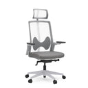 Grå Professionell kontorsstol ARCEO W med nätryggstöd, nackstöd och armstöd från hjh OFFICE