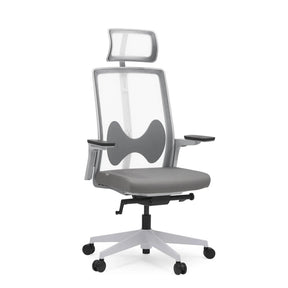 Grå Professionell kontorsstol ARCEO W med nätryggstöd, nackstöd och armstöd från hjh OFFICE