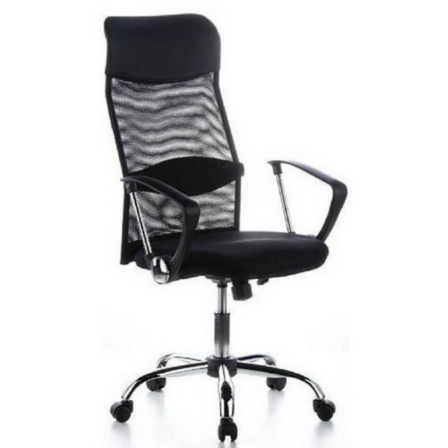 Svart Home Office chefsfåtölj ARIA HIGH med nätryggstöd och armstöd från hjh OFFICE