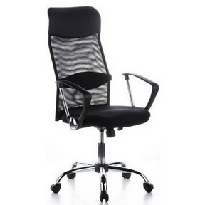Schwarzer Home-Office-Chefsessel ARIA HIGH mit Netzrückenlehne und Armlehnen von hjh OFFICE