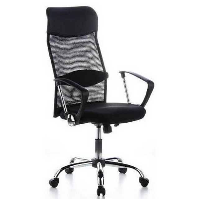 Schwarzer Home-Office-Chefsessel ARIA HIGH mit Netzrückenlehne und Armlehnen von hjh OFFICE