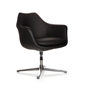 Schwarzer Loungesessel ARTEMIA mit Lederbezug und viersternförmigem Metallfuß von hjh OFFICE